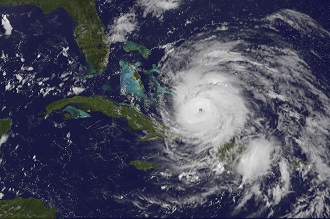 A hurricane from a satellite